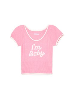 Cropp - Różowa bluzka z napisem - różowy ze sklepu Cropp w kategorii Swetry damskie - zdjęcie 185048515