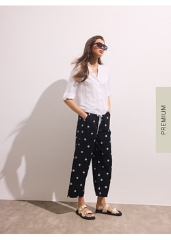 Mohito - Spodnie culotte z wiskozy i lnu - czarny ze sklepu Mohito w kategorii Spodnie damskie - zdjęcie 185048666
