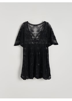 Reserved - Krótka narzutka plażowa z haftem - czarny ze sklepu Reserved w kategorii Odzież plażowa - zdjęcie 185048935