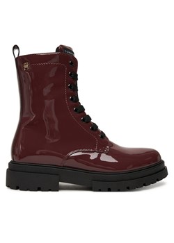 Tommy Hilfiger Trapery Lace-Up Bootie T4A5-34025-0775 D Bordowy ze sklepu MODIVO w kategorii Botki - zdjęcie 185051297