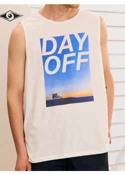 Sinsay - Tank top z nadrukiem - kremowy ze sklepu Sinsay w kategorii T-shirty męskie - zdjęcie 185052526