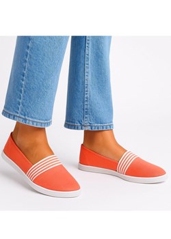 Wsuwane pomarańczowe trampki damskie slip on /D1-2 17493 T077/ ze sklepu Pantofelek24.pl w kategorii Trampki damskie - zdjęcie 185055409