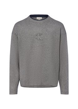 Calvin Klein Jeans Męski sweter z dzianiny Mężczyźni drobna dzianina szary marmurkowy ze sklepu vangraaf w kategorii Swetry męskie - zdjęcie 185059498