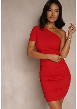 Czerwona Sukienka Bodycon o Asymetrycznym Kroju Erezellia ze sklepu renee.pl w kategorii Sukienki - zdjęcie 185062359