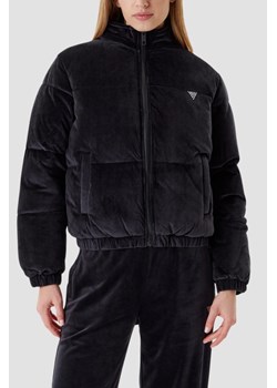GUESS Сzarna zamszowa kurtka damska Couture Puffer, Rozmiar XS ze sklepu outfit.pl w kategorii Kurtki damskie - zdjęcie 185063757