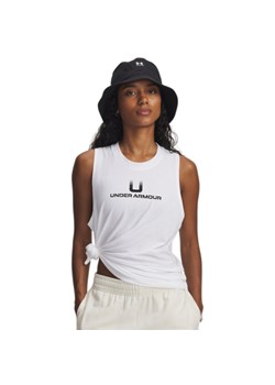 Damska koszulka z nadrukiem Under Armour UA Varsity U Tank - biała ze sklepu Sportstylestory.com w kategorii Bluzki damskie - zdjęcie 185065636