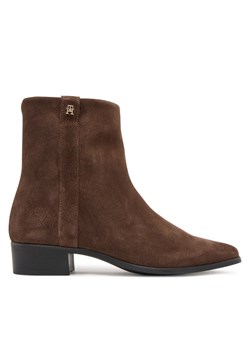Tommy Hilfiger Botki Pointy Zip Bootie FW0FW08981 Brązowy ze sklepu MODIVO w kategorii Botki - zdjęcie 185066989