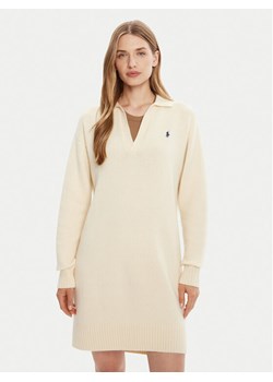 Polo Ralph Lauren Sukienka dzianinowa 211A91143003 Biały Slim Fit ze sklepu MODIVO w kategorii Sukienki - zdjęcie 185066997