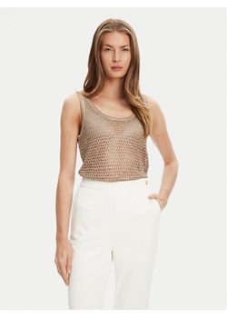 Guess Top W5YR29 Z37G0 Beżowy Regular Fit ze sklepu MODIVO w kategorii Bluzki damskie - zdjęcie 185073907