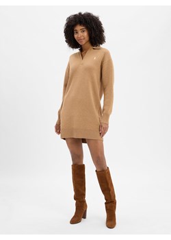 Polo Ralph Lauren Damska sukienka z dzianiny z zawartością wełny Kobiety Wełna wielbłądzi jednolity ze sklepu vangraaf w kategorii Sukienki - zdjęcie 185075216