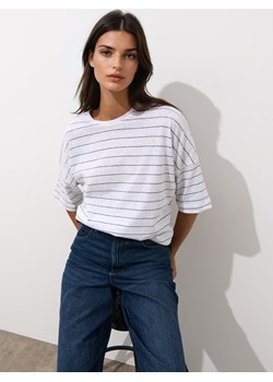 Mohito - T-shirt z bawełny i lnu - biały ze sklepu Mohito w kategorii Bluzki damskie - zdjęcie 185084316
