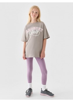Dziewczęce legginsy dzianinowe 4F 4FJRAW24TTIGF239 - fioletowe ze sklepu Sportstylestory.com w kategorii Spodnie dziewczęce - zdjęcie 185084617