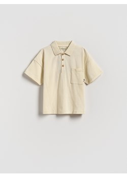 Reserved - Bawełniany t-shirt polo - złamana biel ze sklepu Reserved w kategorii T-shirty chłopięce - zdjęcie 185085797