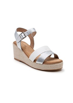 Foreverfolie Sandały w kolorze srebrno-białym na koturnie ze sklepu Limango Polska w kategorii Espadryle damskie - zdjęcie 185133265