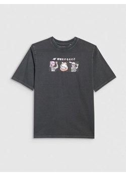 Dziewczęcy t-shirt z nadrukiem 4F 4FJRAW25TTSHF3291 - szary ze sklepu Sportstylestory.com w kategorii T-shirty chłopięce - zdjęcie 185137609