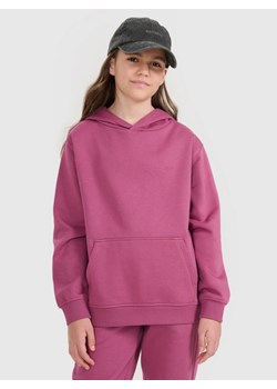 Dziewczęca bluza nierozpinana z kapturem 4F 4FJRAW25TSWSF2467 - fioletowa ze sklepu Sportstylestory.com w kategorii Bluzy dziewczęce - zdjęcie 185137669