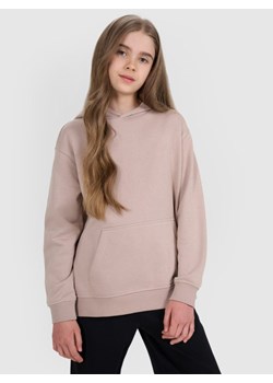 Dziewczęca bluza nierozpinana z kapturem 4F 4FJRAW25TSWSF2467 - beżowa ze sklepu Sportstylestory.com w kategorii Bluzy dziewczęce - zdjęcie 185137689