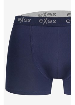 Bokserki męskie bawełniane granatowe z zewnętrznym pasem EXBO104GR, Kolor granatowy, Rozmiar S, EXES ze sklepu Intymna w kategorii Majtki męskie - zdjęcie 185141287