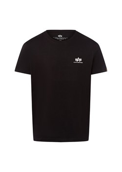 Alpha Industries T-shirt męski Mężczyźni Bawełna czarny jednolity ze sklepu vangraaf w kategorii T-shirty męskie - zdjęcie 185362688