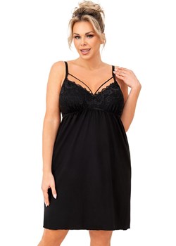 Czarna koszula nocna na ramiączka plus size Sylvia, Kolor czarny, Rozmiar 3XL, Donna ze sklepu Intymna w kategorii Koszule nocne - zdjęcie 185369429