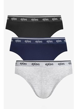 3-pack slipy męskie bawełniane w sportowym stylu EXSL392MX3, Kolor czarno-granatowy, Rozmiar S, EXES ze sklepu Intymna w kategorii Majtki męskie - zdjęcie 185369455