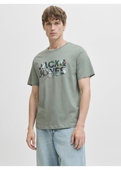 Jack & Jones Koszulka męska - JJGEplas Mężczyźni Bawełna seledynowy nadruk ze sklepu vangraaf w kategorii T-shirty męskie - zdjęcie 185373627