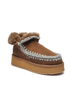 MOU Skórzane śniegowce Mini Eskimo Platform | z dodatkiem wełny ze sklepu Gomez Fashion Store w kategorii Śniegowce damskie - zdjęcie 185378829