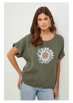Lin Passion Lniana koszulka w kolorze khaki ze sklepu Limango Polska w kategorii Bluzki damskie - zdjęcie 185384545