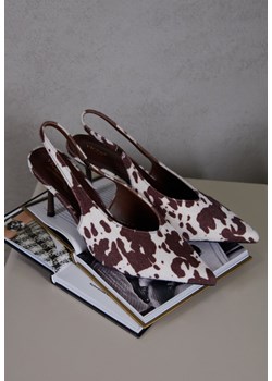 Brązowe Czółenka Sandały Slingback Vices w Krowie Łaty na Obcasie Typu Szpilka Tilionea ze sklepu renee.pl w kategorii Czółenka - zdjęcie 185384809