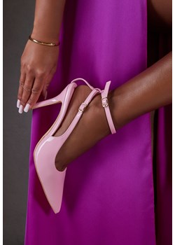Różowe Sandały Lakierowane Vices na Szpilce Typu Slingback Dolenita ze sklepu renee.pl w kategorii Czółenka - zdjęcie 185384815