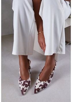 Brązowe Sandały Vices w Krowie Łaty na Szpilce Slingback Raleira ze sklepu renee.pl w kategorii Czółenka - zdjęcie 185384817