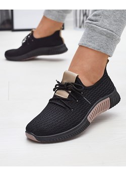 Czarne damskie buty sportowe z brązowymi wstawkami Keteti - Obuwie ze sklepu royalfashion.pl w kategorii Buty sportowe damskie - zdjęcie 185385927