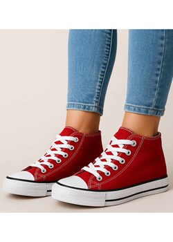 Wysokie dziewczęce trampki z tkaniny Bordowe /B5-3 14264 T85-5/ - id: 27038 - marki Pantofelek24.pl - 185388589 Wysokie dziewczęce trampki z tkaniny Bordowe /B5-3 14264 T85-5/ ze sklepu Pantofelek24.pl w kategorii Trampki dziecięce - zdjęcie 185388589