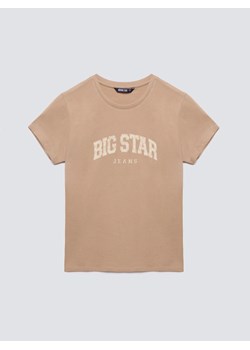Koszulka damska bawełniana z logo BIG STA beżowa Ramila 805 ze sklepu Big Star w kategorii Bluzki damskie - zdjęcie 185395148