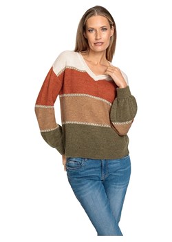 Heine Sweter w kolorze biało-oliwkowo-karmelowym ze sklepu Limango Polska w kategorii Swetry damskie - zdjęcie 185395929