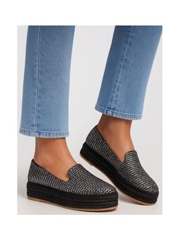 Czarne wsuwane półbuty espadryle na platformie /C5-1 17227 G9-84/ ze sklepu Pantofelek24.pl w kategorii Espadryle damskie - zdjęcie 185396377