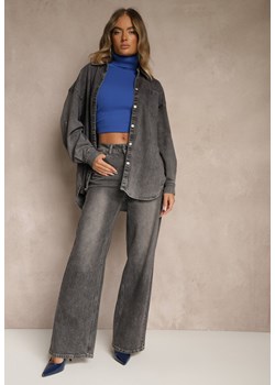Szare Jeansy High Waist o Szerokim Kroju Tessine ze sklepu renee.pl w kategorii Jeansy damskie - zdjęcie 185396396