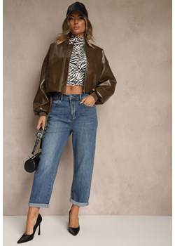Niebieskie Jeansy Regular Wiast o Fasonie Mom Fit Gondie ze sklepu renee.pl w kategorii Jeansy damskie - zdjęcie 185396416