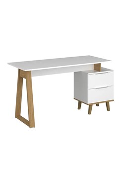 Białe skandynawskie biurko z szufladami 140x60 - Olenako 14X ze sklepu Edinos.pl w kategorii Biurka i sekretarzyki - zdjęcie 185398287