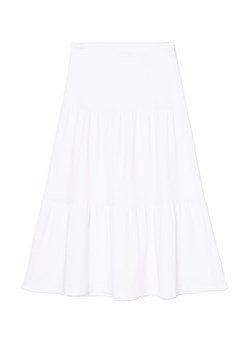Cropp - Bawełniana spódnica midi z falbanami - biały ze sklepu Cropp w kategorii Spódnice - zdjęcie 185402138