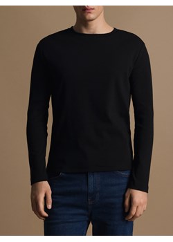 Reserved - Bawełniany longsleeve - czarny ze sklepu Reserved w kategorii T-shirty męskie - zdjęcie 185405755