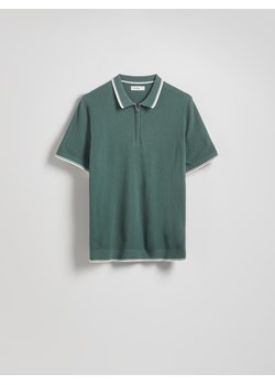 Reserved - Strukturalny sweter polo - zielony ze sklepu Reserved w kategorii Swetry męskie - zdjęcie 185406479