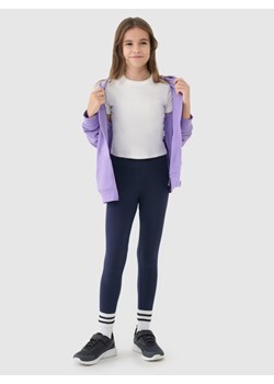 Dziewczęce legginsy dzianinowe 4F 4FJWMM00TTIGF220-20S - granatowe ze sklepu Sportstylestory.com w kategorii Spodnie dziewczęce - zdjęcie 185410595
