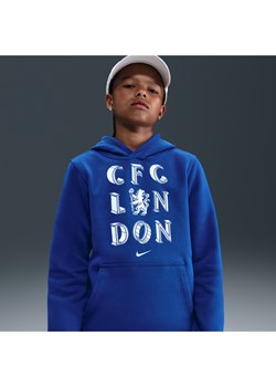 Bluza piłkarska z kapturem dla dużych dzieci (chłopców) Nike Chelsea F.C. Club - Niebieski ze sklepu Nike poland w kategorii Bluzy chłopięce - zdjęcie 185410685