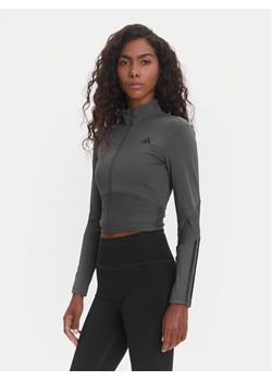 adidas Koszulka techniczna Hyperglam JN2656 Szary Slim Fit ze sklepu MODIVO w kategorii Bluzki damskie - zdjęcie 185411807