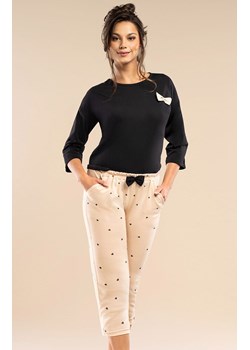 Bawełniana piżama damska 7/8 MK30 Night Song, Kolor czarno-beżowy, Rozmiar S, BELLE REVERIE ze sklepu Intymna w kategorii Piżamy damskie - zdjęcie 185413769