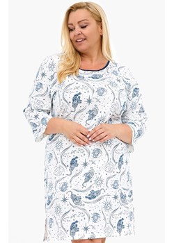 Bawełniana koszula nocna plus size 464/448 Ingrid, Kolor ecru-wzór, Rozmiar 3XL, Cornette ze sklepu Intymna w kategorii Koszule nocne - zdjęcie 185413819