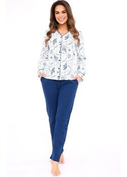 Rozpinana piżama damska 682/445 Kristin, Kolor ecru-granat, Rozmiar M, Cornette ze sklepu Intymna w kategorii Piżamy damskie - zdjęcie 185413838