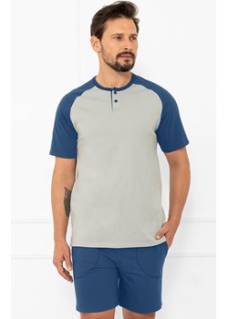 Krótka piżama męska szaro-jeansowa Aleksander, Kolor szary-jeans, Rozmiar M, Italian Fashion ze sklepu Intymna w kategorii Piżamy męskie - zdjęcie 185413875