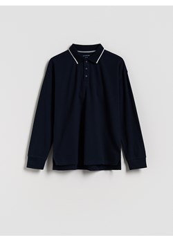 Reserved - Bawełniany longsleeve polo - granatowy ze sklepu Reserved w kategorii T-shirty chłopięce - zdjęcie 185418535